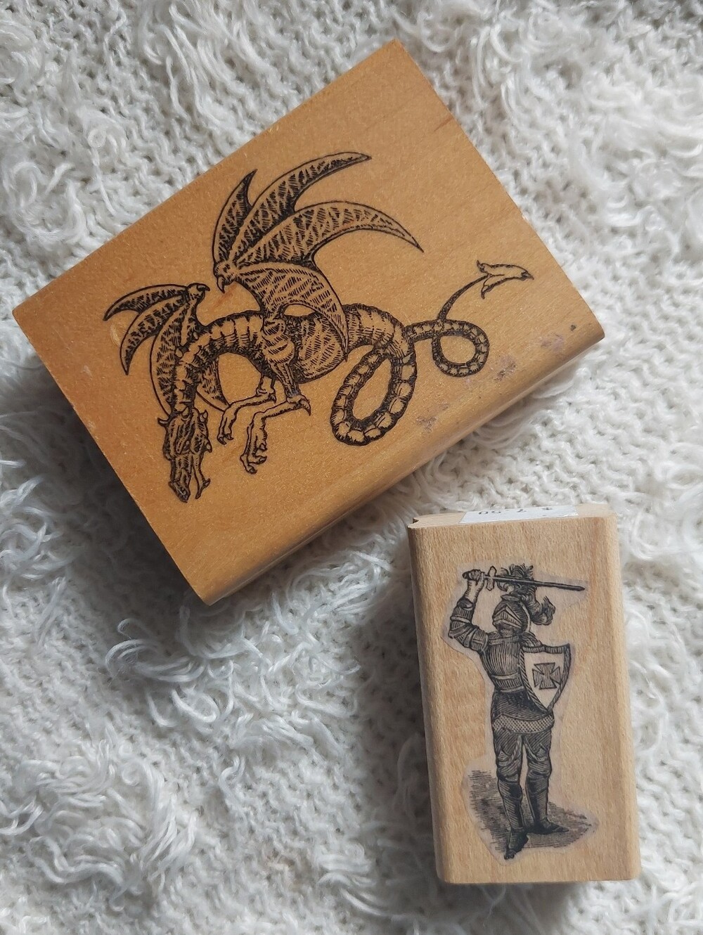 Wooden Dragon & Knight Wooden Stamp